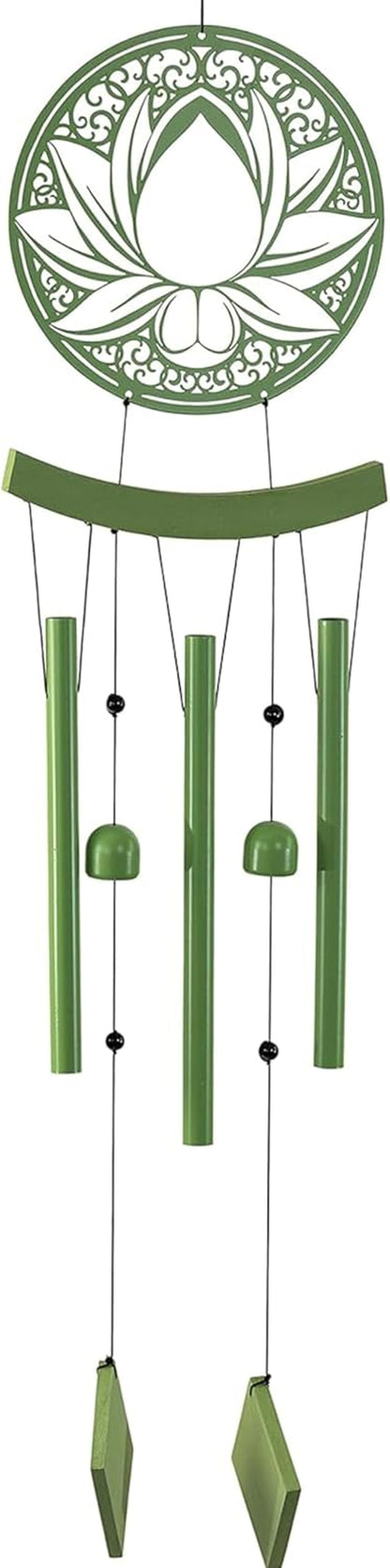 Lotus Medallion Wind Chimes for outside - Harmonic Windchimes with Lotus Design for Gardens, Patios, and Porches - Thoughtful Gift for Mom, Grandma, and Plant Lovers - 8 X 8 X 37 Inches