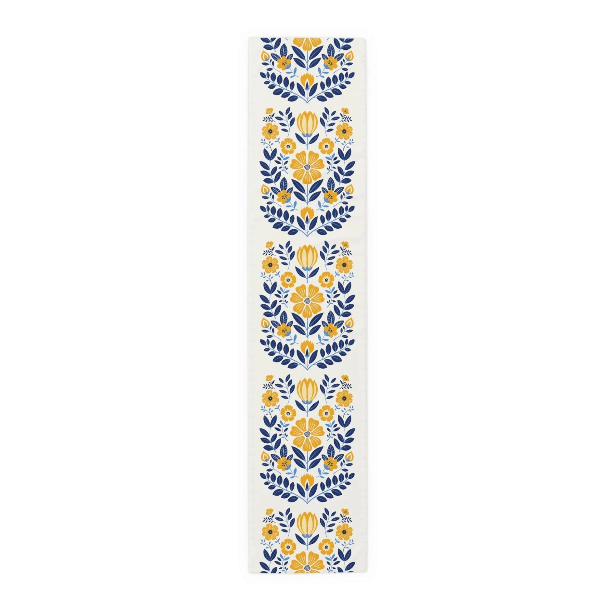 Scandinavian Flower Table Runner, Nordic Folk Art Home Decor, Scandi Housewarming Gift, Farmhouse Floral Gift, Botanical Table Centerpiece