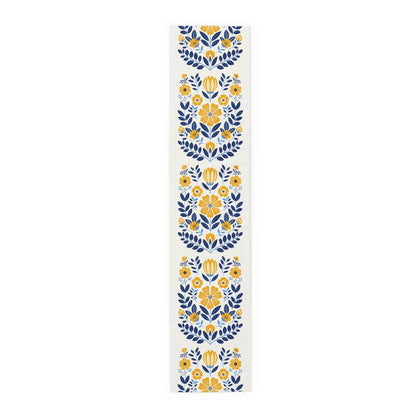 Scandinavian Flower Table Runner, Nordic Folk Art Home Decor, Scandi Housewarming Gift, Farmhouse Floral Gift, Botanical Table Centerpiece