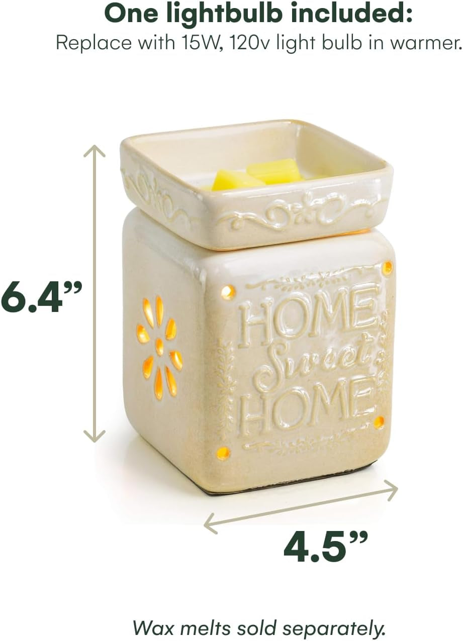 Wall Plug-In Wax Warmer for Scented Wax Ceramic Home Sweet Home Electric Home Fragrance Warmer for Essential Oils Candle Wax Melts and Tarts Scent Warmer Night Light