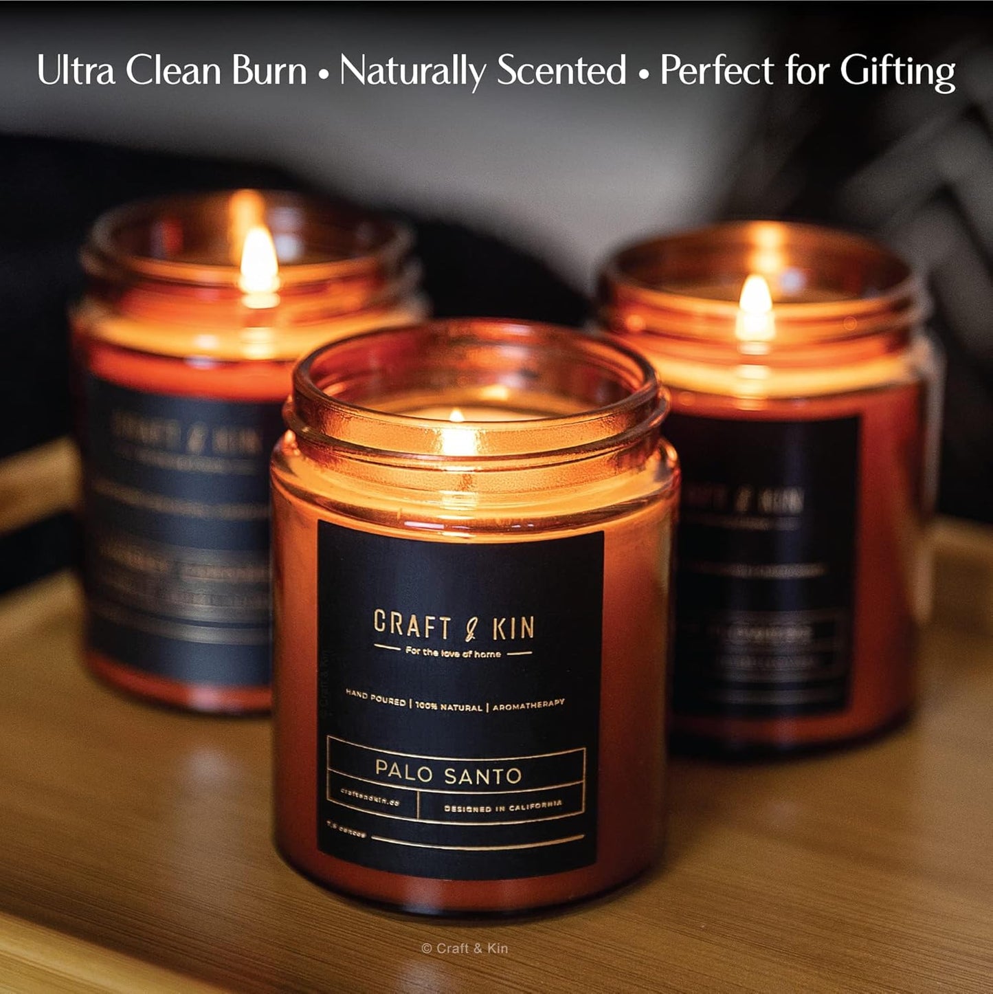 Scented Candles for Men | Palo Santo Candle | All-Natural Spring Scented Candles for Home | Long Lasting with 45 Hour Burn Time, 8Oz