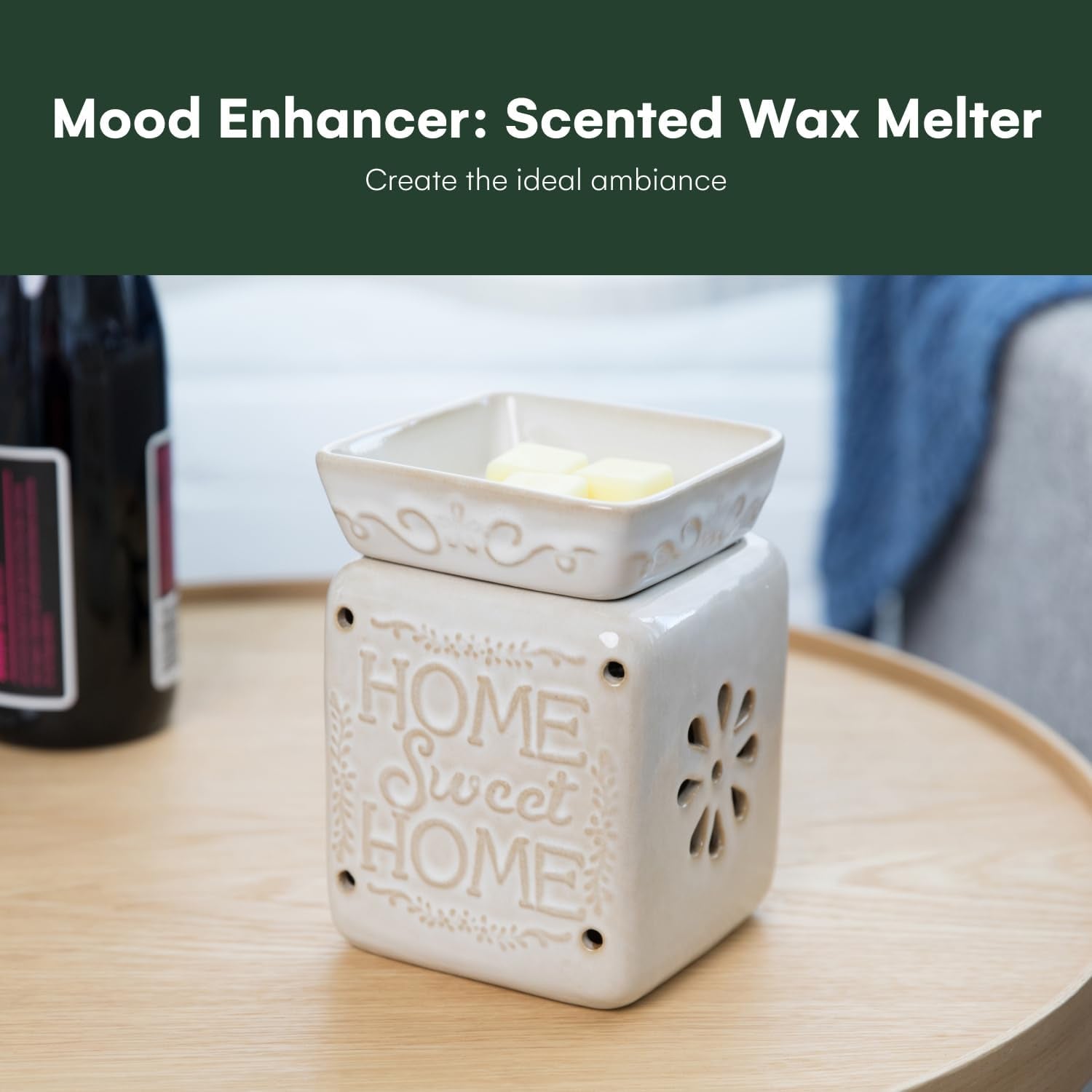 Wall Plug-In Wax Warmer for Scented Wax Ceramic Home Sweet Home Electric Home Fragrance Warmer for Essential Oils Candle Wax Melts and Tarts Scent Warmer Night Light