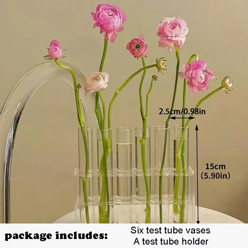 Test Tube Vases, High Appearance Glass Ornaments, Fresh Flowers, Hydroponic Planters, Combination Flower Vase Decorations