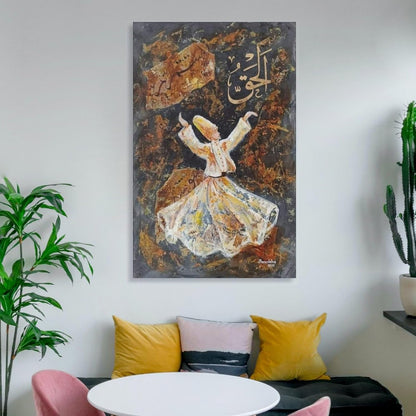 Poster Sufi Art Whirling Dervishes Turkish Dance Oil Painting Art Posters Abstract Muslim (3) Canvas Wall Art Posters Be Used for Room Aesthetics and Bedroom Living Room Decor Canvas Art Poster and W