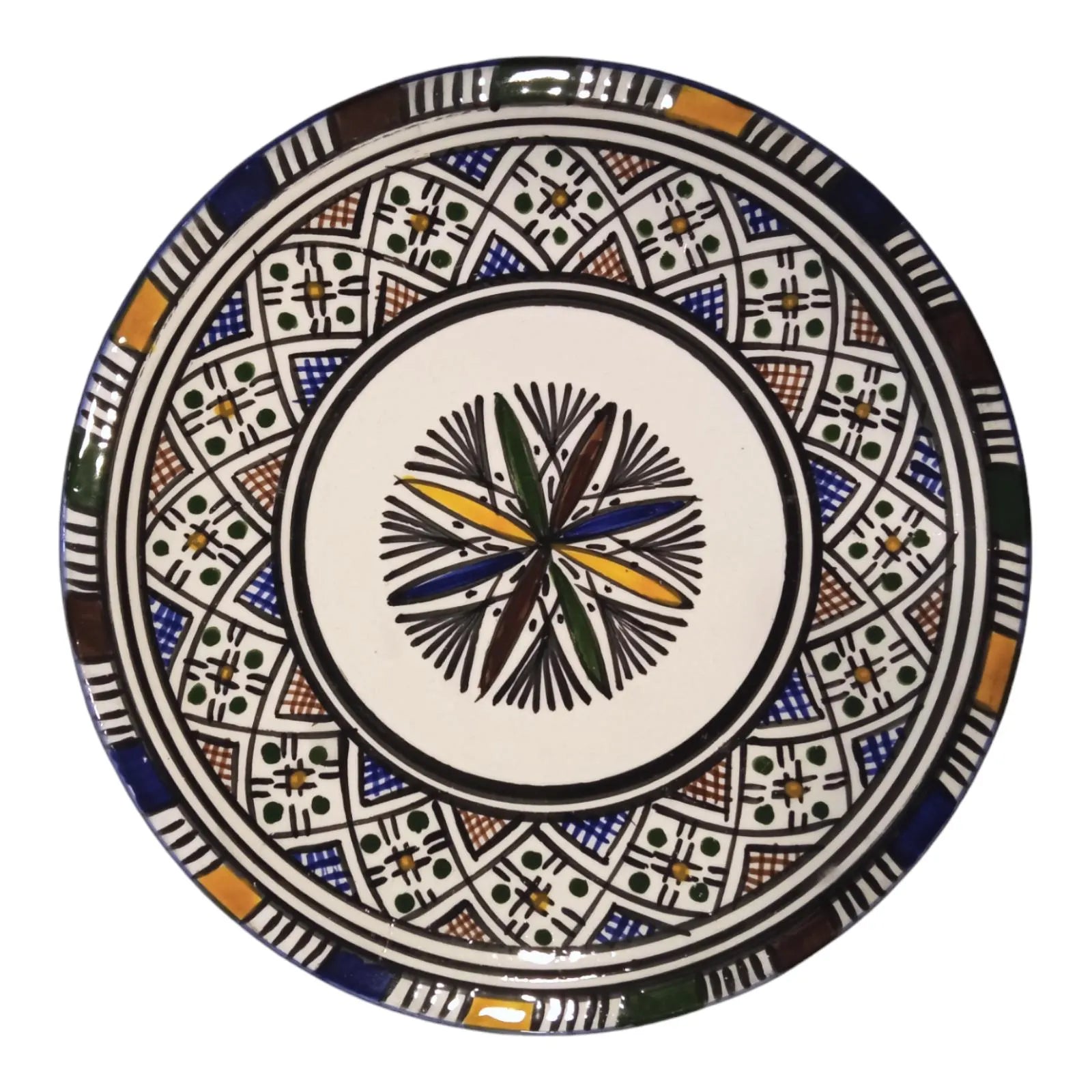 Ceramic Flat Plate, Serving Plate, Moroccan Ceramic Plates, Dinnerware, Tableware Colorful Serving Dishes Dishwasher & Microwave Safe