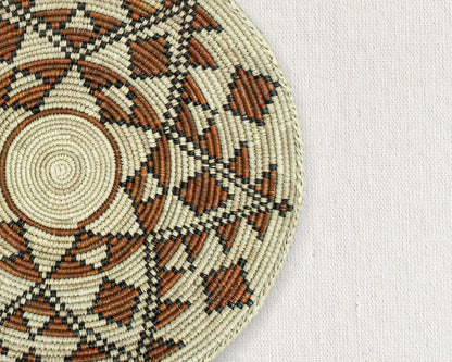 Handwoven Mureedni Wall Basket - 14” Southwestern Inspired Basket, Boho Wall Decor, Basket Wall Decor, African Wall Hanging Basket