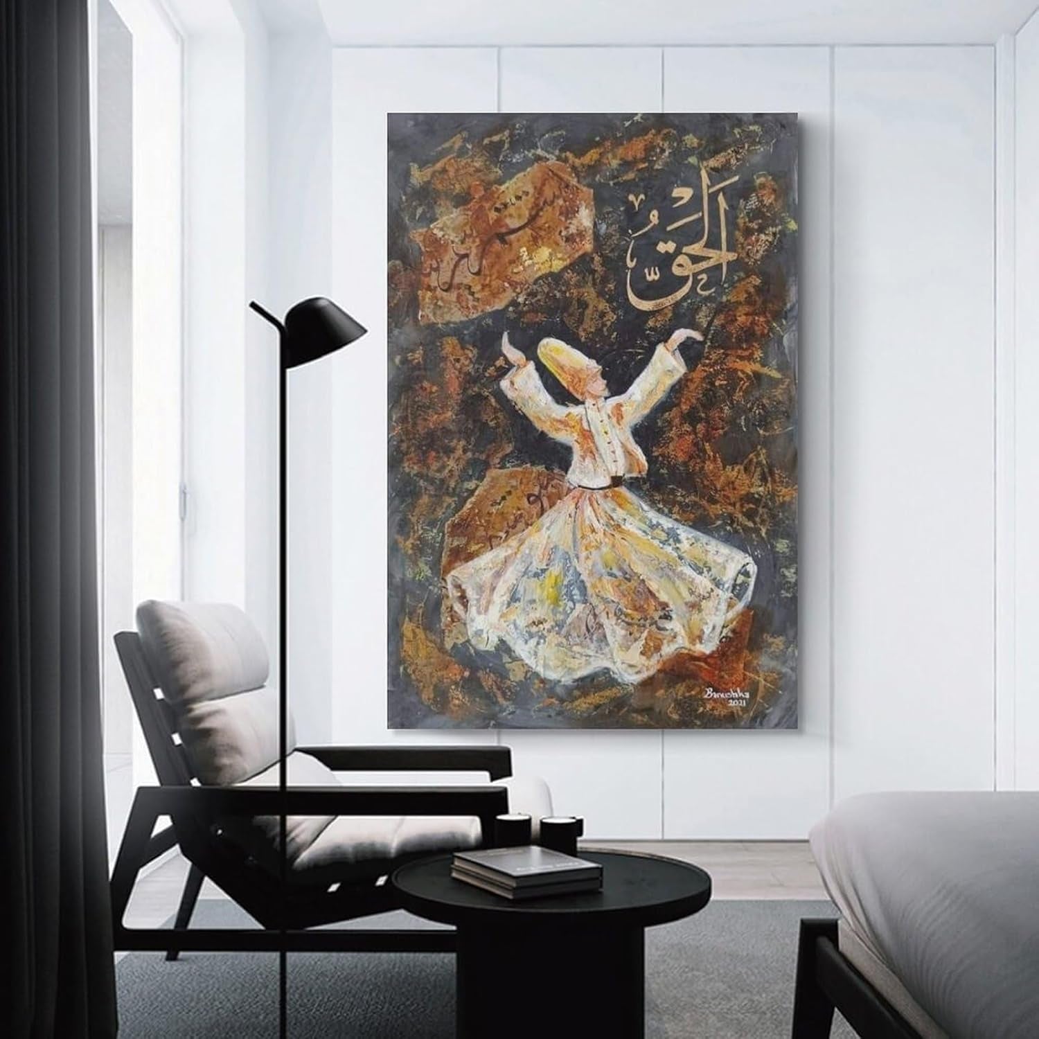 Poster Sufi Art Whirling Dervishes Turkish Dance Oil Painting Art Posters Abstract Muslim (3) Canvas Wall Art Posters Be Used for Room Aesthetics and Bedroom Living Room Decor Canvas Art Poster and W