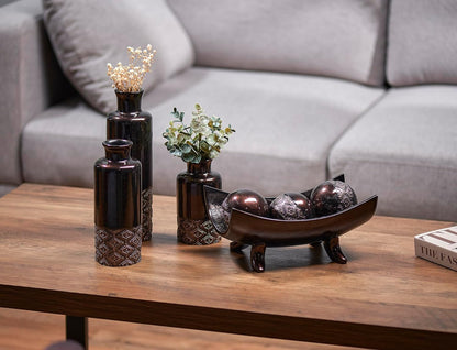 Dublin Brown Vases - Set of 3 Vases - Table Centerpieces for Dining Room, Kitchen Décor, Home Decor for Your Living Room, Dining Room, Bedroom, Office, Entry Table or Shelf Decor