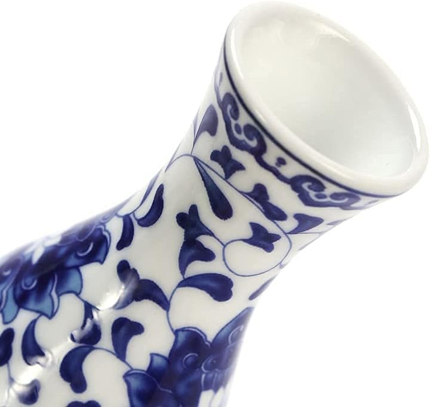 Small Blue and White Vase Classical Ceramic Vases Set of 3, Chinese Porcelain Vases with Art Flambed Glazed，Decorative Modern Floral Vase for Home Decor and Events (No.01)