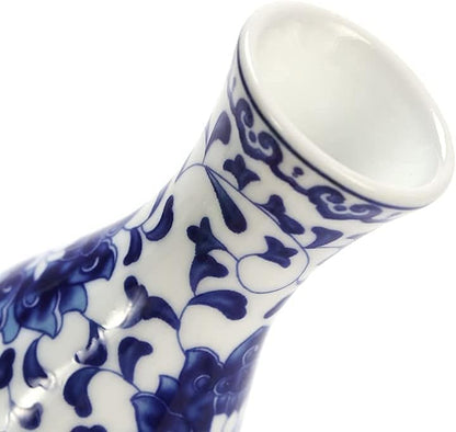 Small Blue and White Vase Classical Ceramic Vases Set of 3, Chinese Porcelain Vases with Art Flambed Glazed，Decorative Modern Floral Vase for Home Decor and Events (No.01)