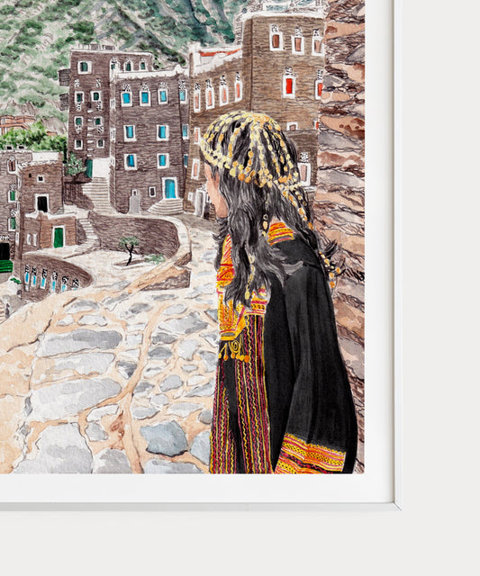 Rijal Almaa, Saudi Arabia Print, Middle East Art, Saudi Arabia Painting, Saudi Arabia Wall Art, Rijal Almaa Village, Saudia Arabia Prints
