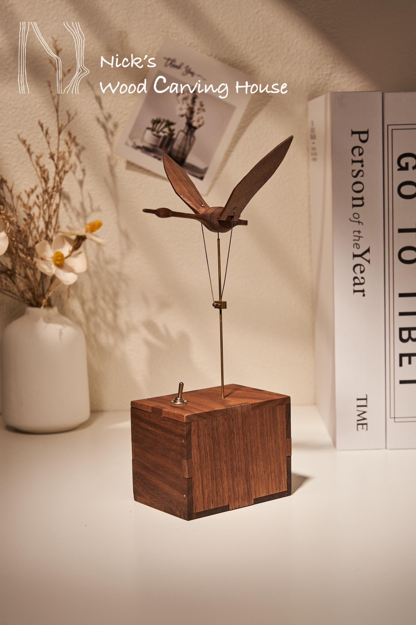 Wooden Swan, Automata Swan, Music Box, Ornament, Bird Figurine, Wood Art, Statue, Sculpture, Home Decor, Woodcarving, Handmade, Handcraft